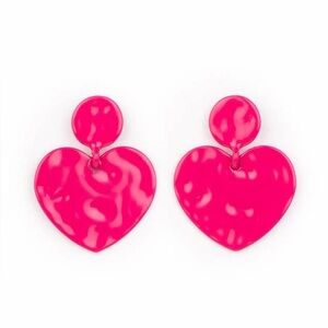 Pink Heart Drop Earrings